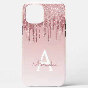 Coque iPhone 12 Pro Max Rose Bleu - Rose Parties scintillant Éperche Mono