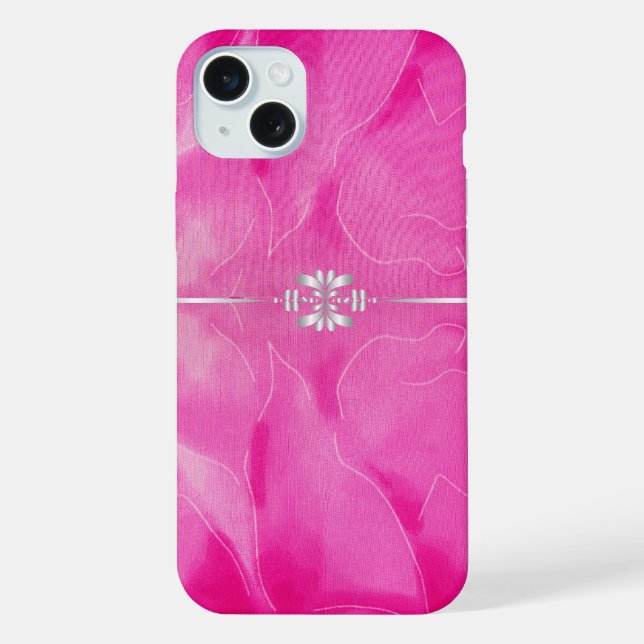 Coque iPhone Rose Chaud et Argent (Verso)