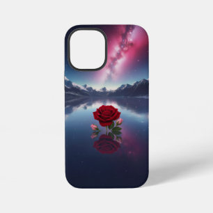 Coque iPhone 12 Mini Rose Cosmique : Reflet de Galaxie sur un Lac Serei