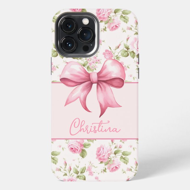 Coque iPhone Rose Cottage Rose avec Ruban Coquette (Verso)