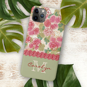 Coque iPhone 15 Pro Max Rose d'aquarelle d'été personnalisé Fleurs Motif d