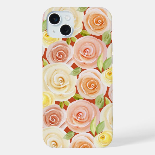 Coque iPhone Rose d'aquarelle traité (Verso)