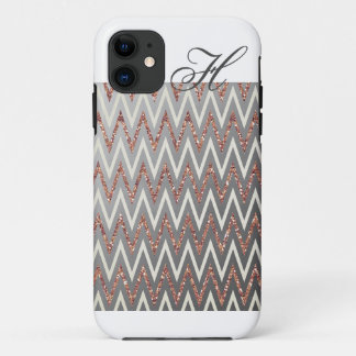 Coque iphone rose de monogramme de Chevron de