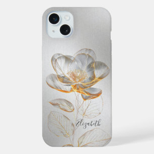 Coque iPhone 15 Plus Rose d'Or Argent Ajouter un nom