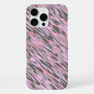 Coque iPhone 16 Pro Max rose et gris camouflage vert abstrait