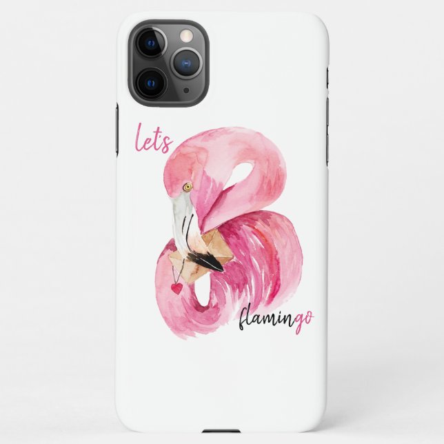 Coque iPhone Rose exotique moderne Flamant rose Aquarelle (Dos)