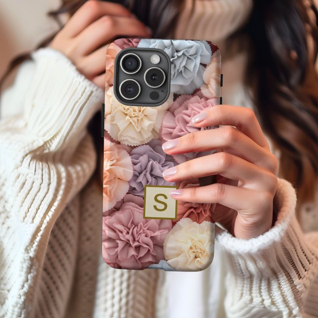 Coque iphone rose fleur monogramme (Créateur téléchargé)