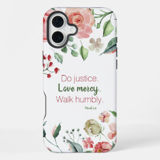 Coque iPhone 16 Plus Rose Floral Micah 6:8 Do Justice
