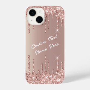 Coque Pour iPhone 14 Rose Gold Blush Parties scintillant Drivers Nom de