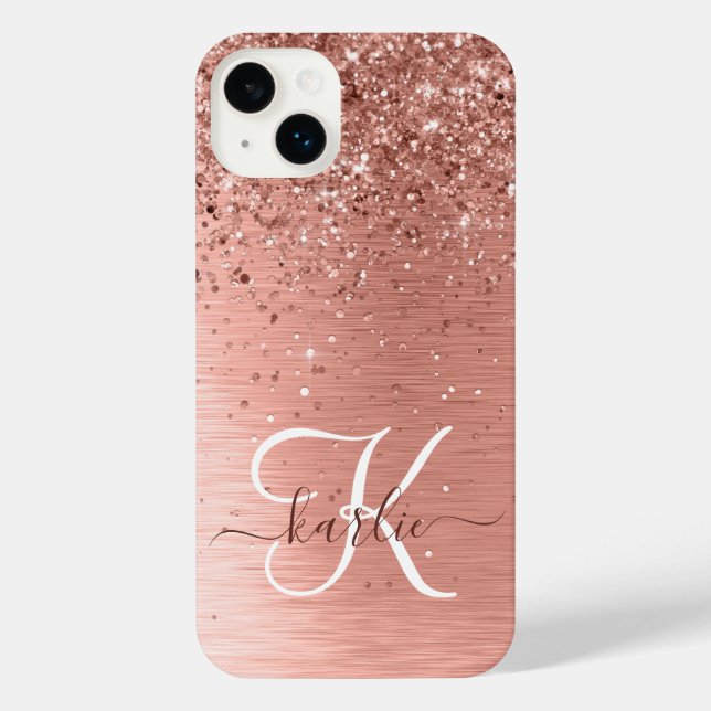 Coque iPhone Rose Gold brossé Parties scintillant métallique No (Verso)