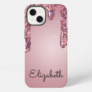 Etui iPhone 13 Rose Gold de Luxe Paillettes qui Coulent