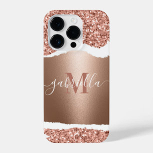 Coque Pour iPhone 14 Plus Rose Gold Faux et Parties scintillant