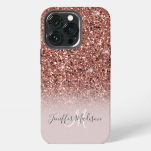 Etui iPhone 13 Pro Rose Gold Glitter Drips