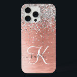 Coque iPhone 15 Pro Max Rose Gold Jolie fille Parties scintillant argent b<br><div class="desc">Personnalisez facilement ce design branché de boîtier de téléphone chic avec une jolie parties scintillant brillante en argent sur un arrière - plan métallique brossé en or rose.</div>