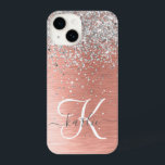 Coque Pour iPhone 14 Rose Gold Jolie fille Parties scintillant argent b<br><div class="desc">Personnalisez facilement ce design branché de boîtier de téléphone chic avec une jolie parties scintillant brillante en argent sur un arrière - plan métallique brossé en or rose.</div>