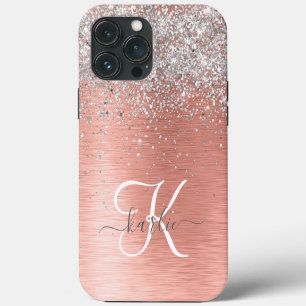Etui iPhone 13 Pro Max Rose Gold Jolie fille Parties scintillant argent b
