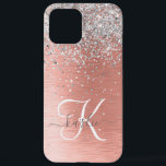 Coque iPhone 12 Pro Max Rose Gold Jolie fille Parties scintillant argent b<br><div class="desc">Personnalisez facilement ce design branché de boîtier de téléphone chic avec une jolie parties scintillant brillante en argent sur un arrière - plan métallique brossé en or rose.</div>