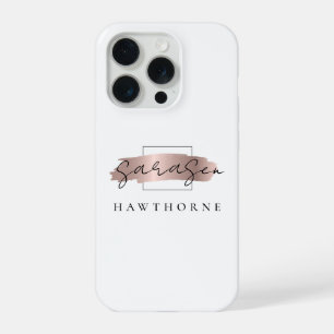 Coque iPhone 15 Pro Rose Gold Luxueux Monogramme Élégant Coup de Pince