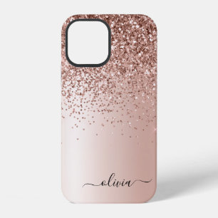 Coque iPhone 12 Rose Gold - Parties scintillant rose pâle Nom du m