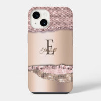 Rose Gold Tendance Diamants Paillettes Monogramme