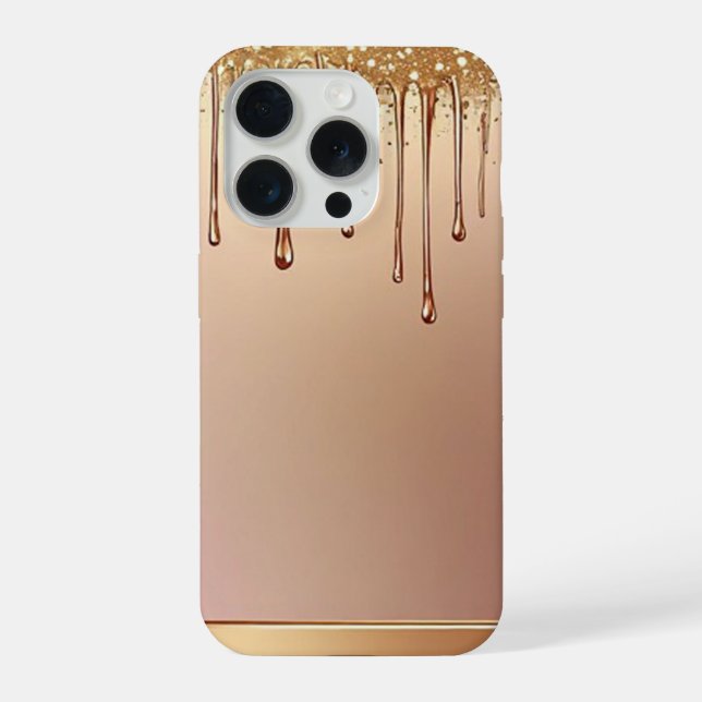 Coque iPhone ✨ Rose Goldr Drip Élégance sur Gl métallisé (Verso)