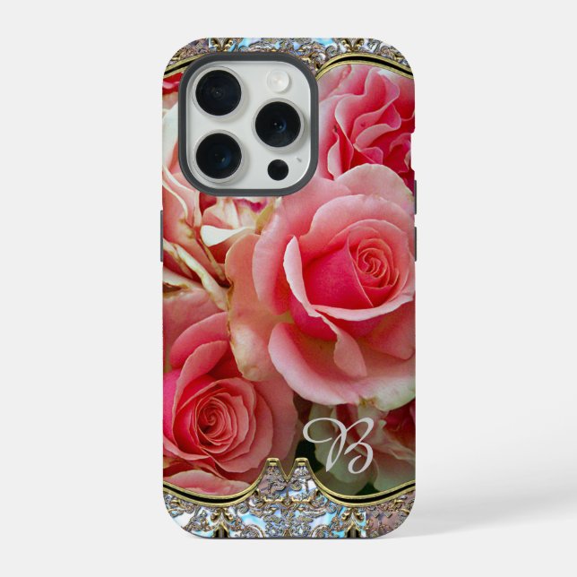 Coque iPhone Rose Juxtapose Monogramme (Verso)