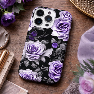 Coque iPhone 15 Pro Rose Lavande et Grise Vintage