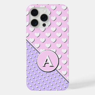 Coque iPhone 15 Pro Max Rose, Lavande, Monogramme personnalisé