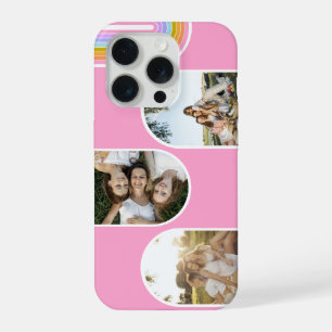 Coque iPhone 15 Pro Rose Mignon Moderne Disposition de 3 Photos Person