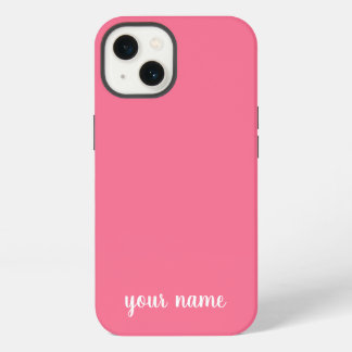 Etui iPhone 13 rose minimaliste monogramme neutre