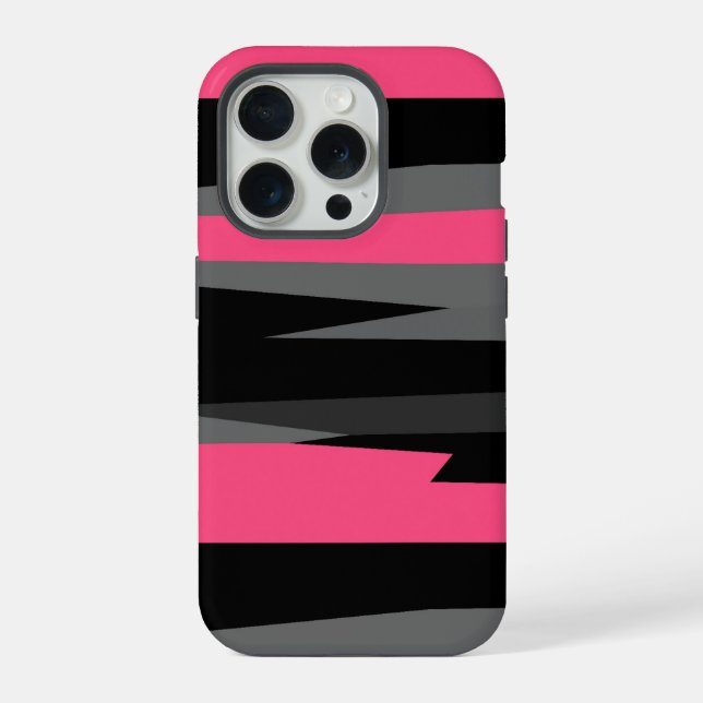 Coque iPhone Rose Noir et Gris (Verso)