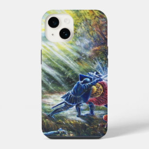 Coque Pour iPhone 14 ROSE OUBLIÉE Chevaliers combattants, Argent et Dia