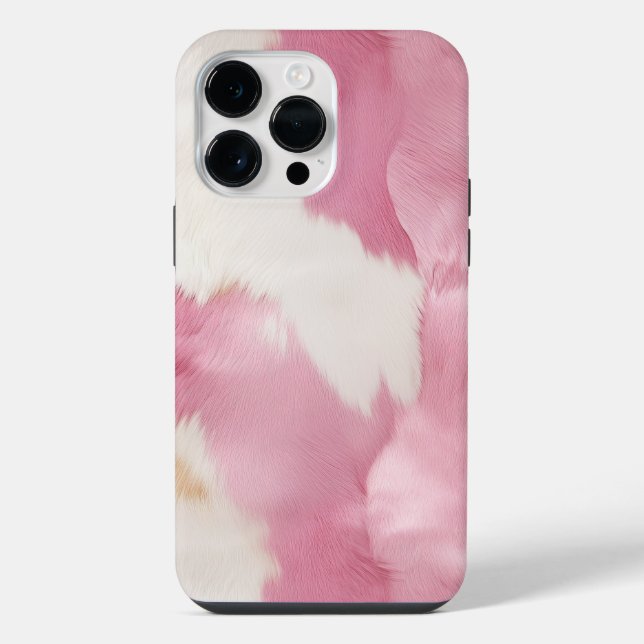 Coque iPhone Rose Pâle Cuir de Vache Animal (Verso)