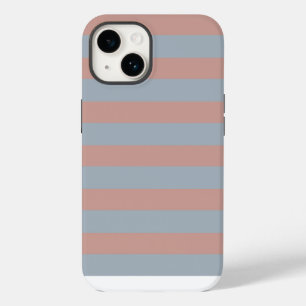 Coque Pour iPhone 14 Rose Pâle Et Rayures En Bloc De Couleurs Bleu Glaç