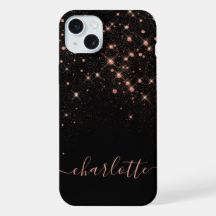 Coque iPhone 15 Plus Rose Parties scintillant Or Élégant Script glamour