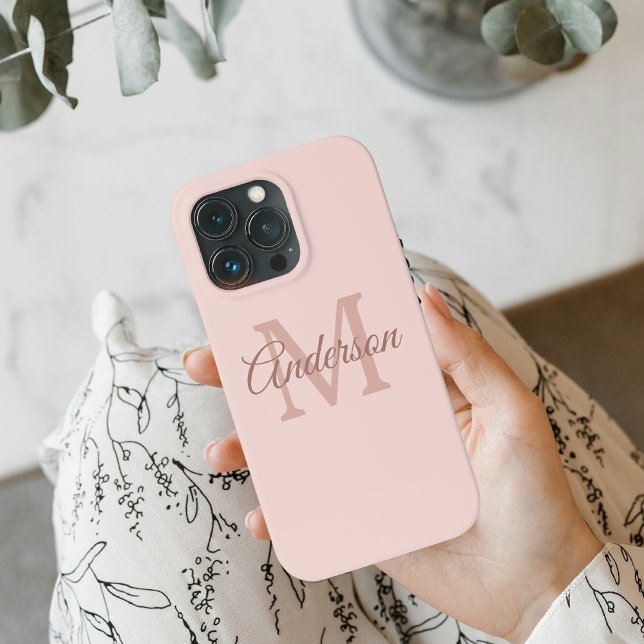 Coque iphone rose Pastel personnalisé | Monogramme (Créateur téléchargé)