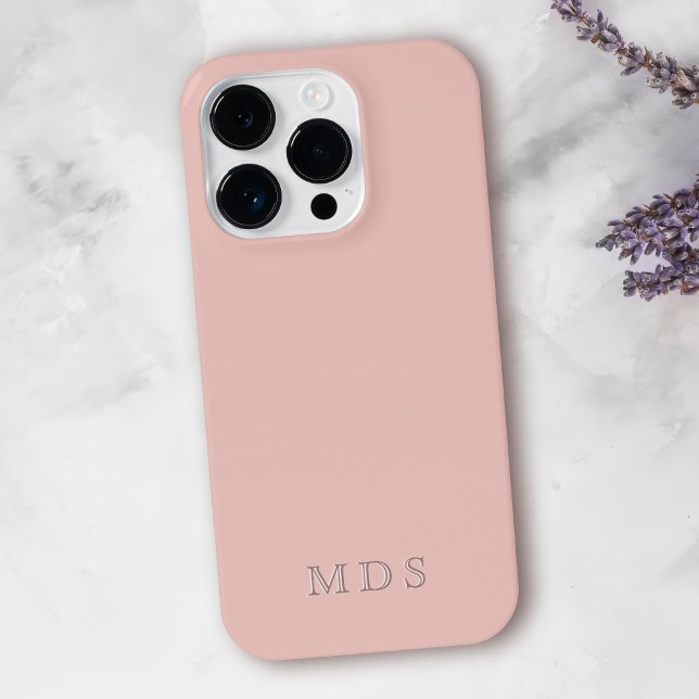Coque iPhone Rose pastel simple couleur unie monogramme (A nice and simple pink phone case with space for your initials)