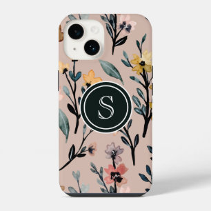 Coque Pour iPhone 14 Rose Poussiéreuse Bohème Floral Aquarelle Personna