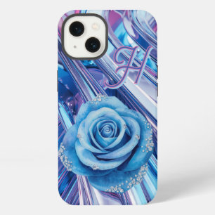 Etui iPhone 13 Rose rayée bleue