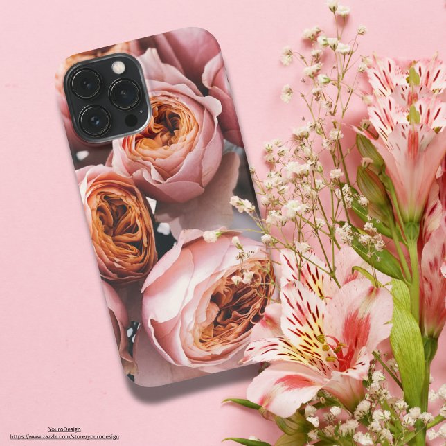Coque iPhone Rose romantique OEuvre d'art photographique russe (Modern rustic roses phone cases in pink background for her.)