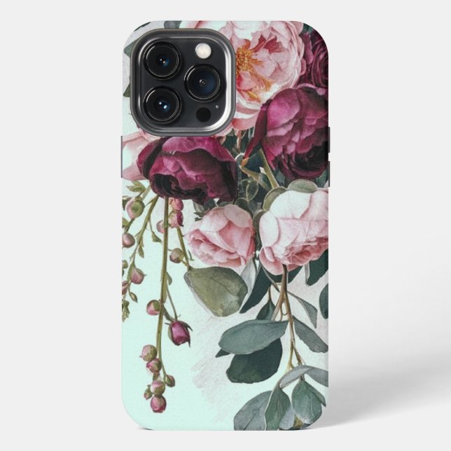 Coque iPhone Rose rose burgundy élégante moderne (Verso)