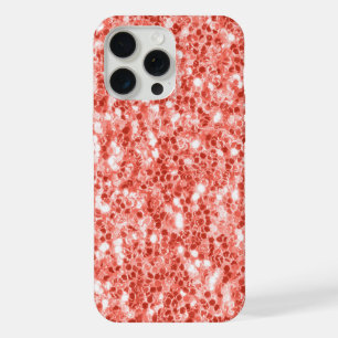 Coque iPhone 15 Pro Max Rose rose corail foncé paillettes scintillantes bl