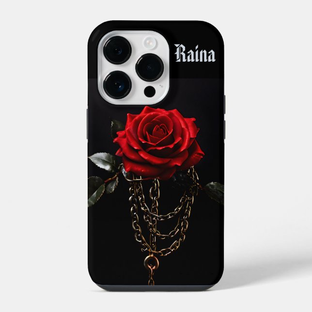 Coque iPhone Rose rouge dans Chains Goth (Verso)