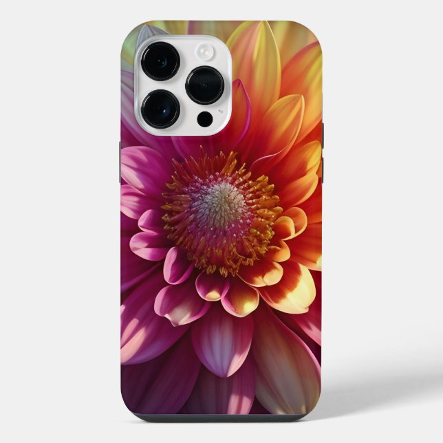 Coque iPhone Rose Rouge Orange Jaune Violet Dahlia Fleur (Verso)
