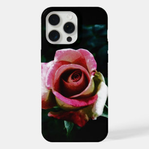 Coque iPhone 15 Pro Max Rose rouge peinte à l'huile