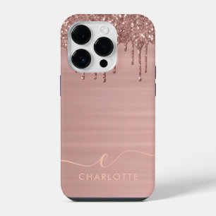 Coque Pour iPhone 14 Plus Rose simple élégant Gold Parties scintillant Drif