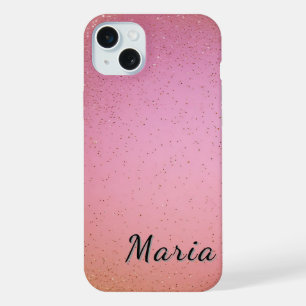 Coque iPhone 15 Plus Rose vibrant et fond scintillant