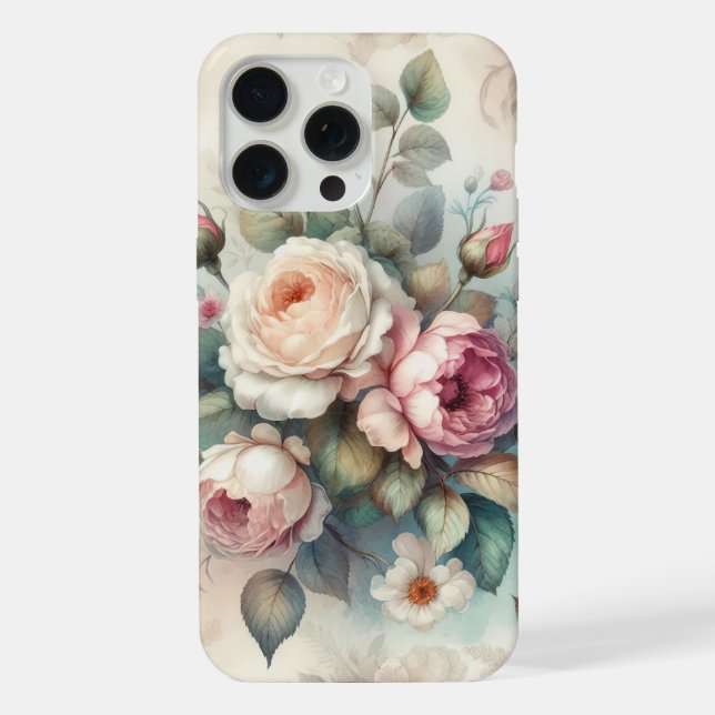 Coque iPhone Rose Vintage chic (Verso)