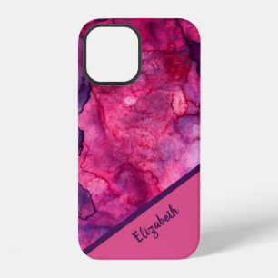 Coque iPhone 12 Rose Violet Aquarelle Personnaliser