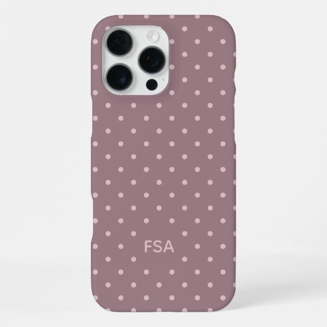 Coque iPhone Rose Violet Personnalisé Monogramme Micro Points (Verso)